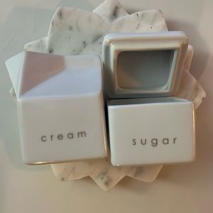 Porcelain Cream and Sugar set: stylish and functional!!! Black lettering
